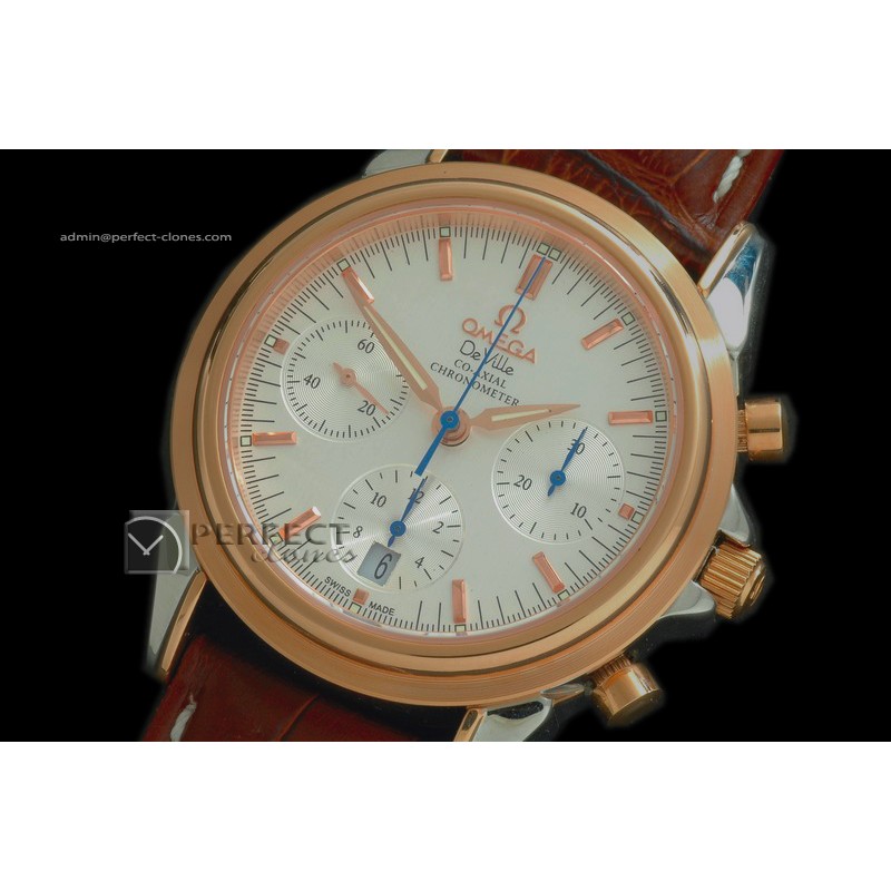 OMDE1002Chronograph SS/RG TT White Asia 775Working Chronos