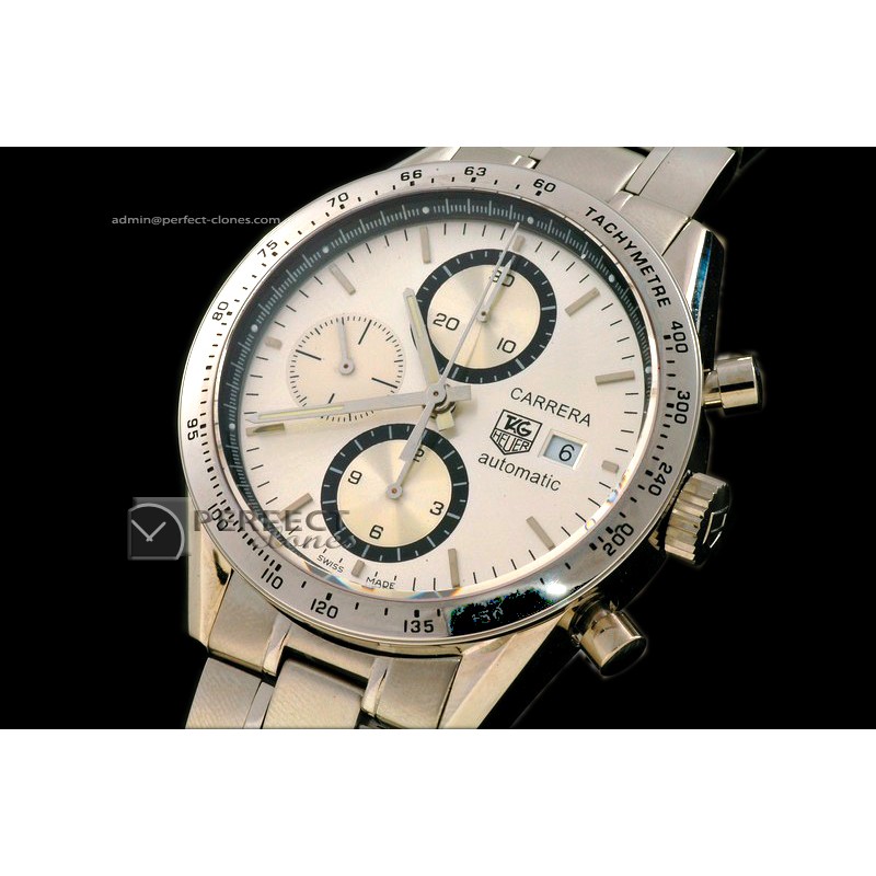 TG10058 Carrera Automatic Chronograph SS White A-77528800bph