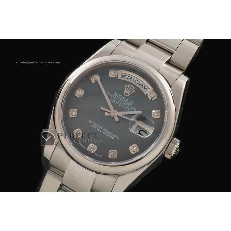 RLDDS02028 SS Osyter President MOP Grey Diamonds Swiss Eta 2836