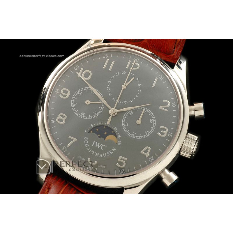 IW10063 Portugese Chronos/M-phase/Calender SS Grey Manual Chrono