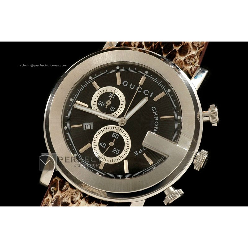 GU10011 Men 101G Chronograph SS Black Swiss Eta Quartz