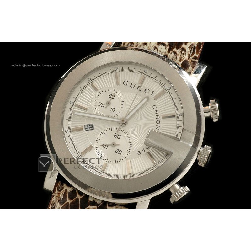 GU1001Men 101G Chronograph SS White Swiss Eta Quartz