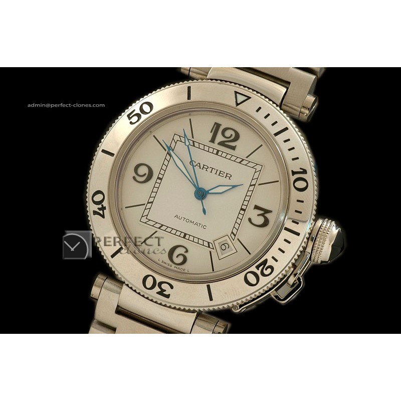 CARPS10025 Pasha 40.5mm Seatimer SS White Swiss Eta 2836-2