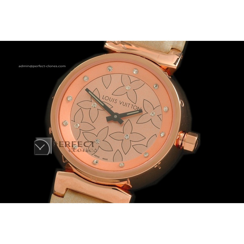 LV10006 Tambour Ladies Lovely Diamonds RG Rose Dial