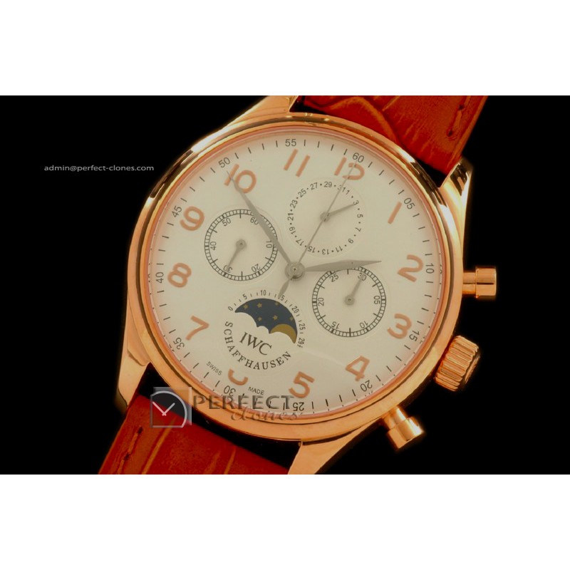 IW10065 Portugese Chronos/M-phase/Calender RG White Manual Chron