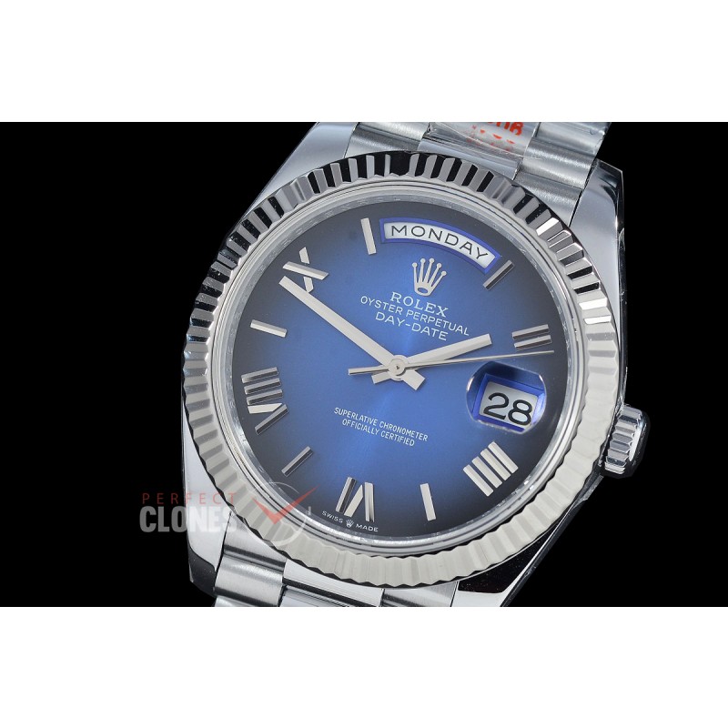 0.0 0 0 0 R40DDS00527 QF Extra Weighted Daydate 40mm 228239 904 Steel SS/SS Fluted Bez Blue Ombre Roman VR 3255