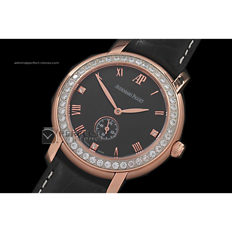 AP10006 Jules Audemars Classic Diam Bez RG Black Asia Manual HW
