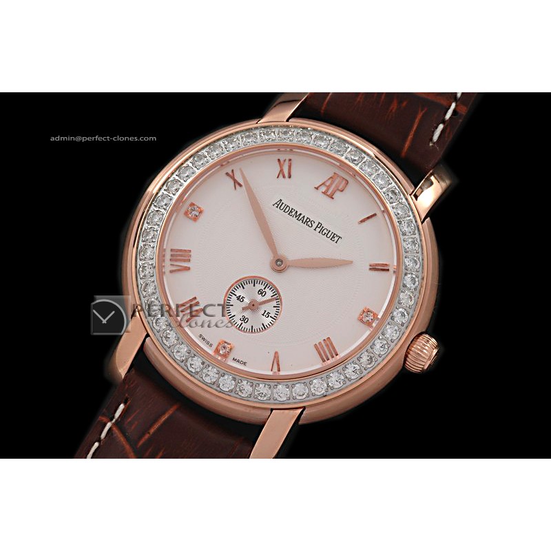 AP10004 Jules Audemars Classic Diam Bez RG White Asia Manual HW
