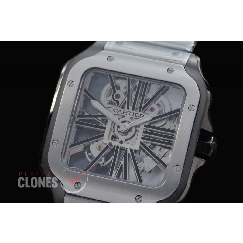0 0 0 0 0 0 CAR-SAN-007S RF Santos de Cartier Skeleton 39mm Men PVD/SS Skeleton Customized 9611MC