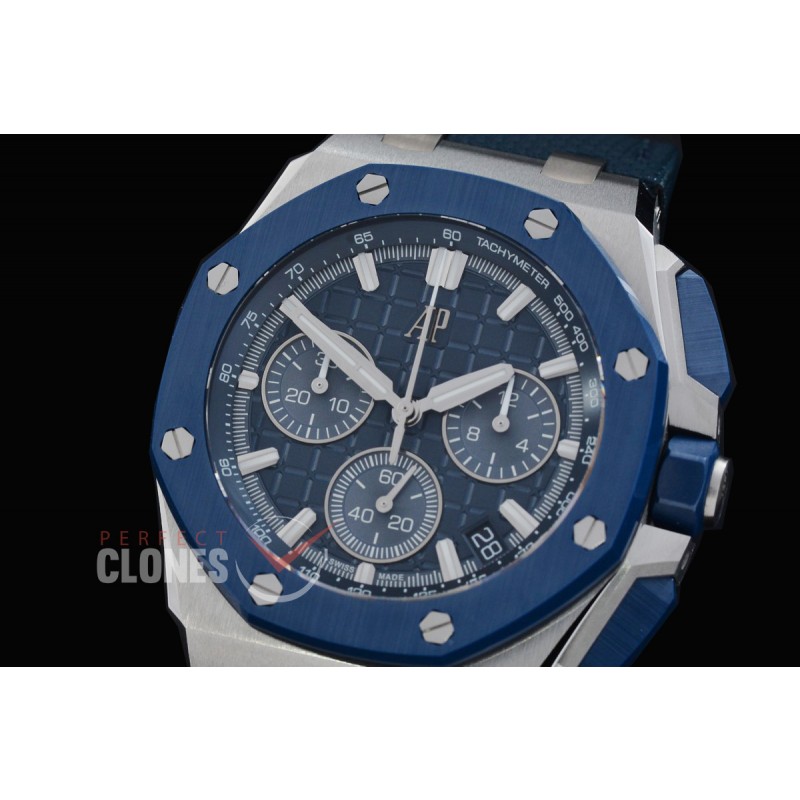 0 0 0 0 0 0 AP26420-016 DDF Royal Oak Offshore Chronograph SS/CER/RU Blue Asian Clone Calibre 4401 