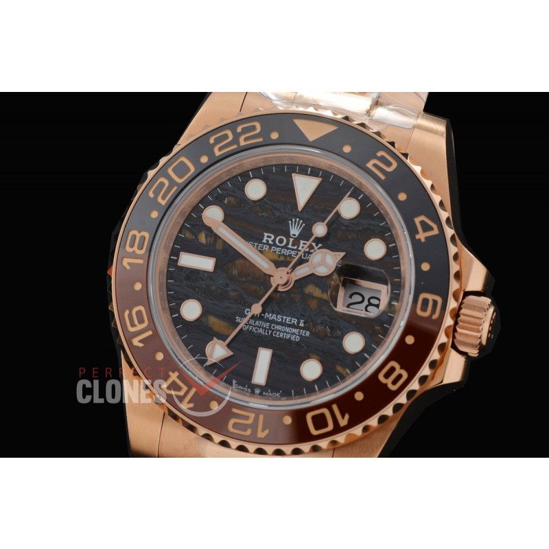 0 0 0 0 0 0 0 0 0 0 0 RLGFR00708W QF 2025 904L Steel GMT 126715CHNR RG/RG Oyster Tiger Iron DD 3285 CHS Free Sprung - Extra Weighted 