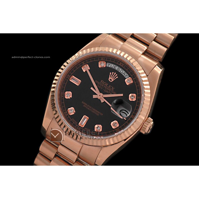 RLDDR10005 RG President Black Dial Diamond Markers Swiss Eta 283