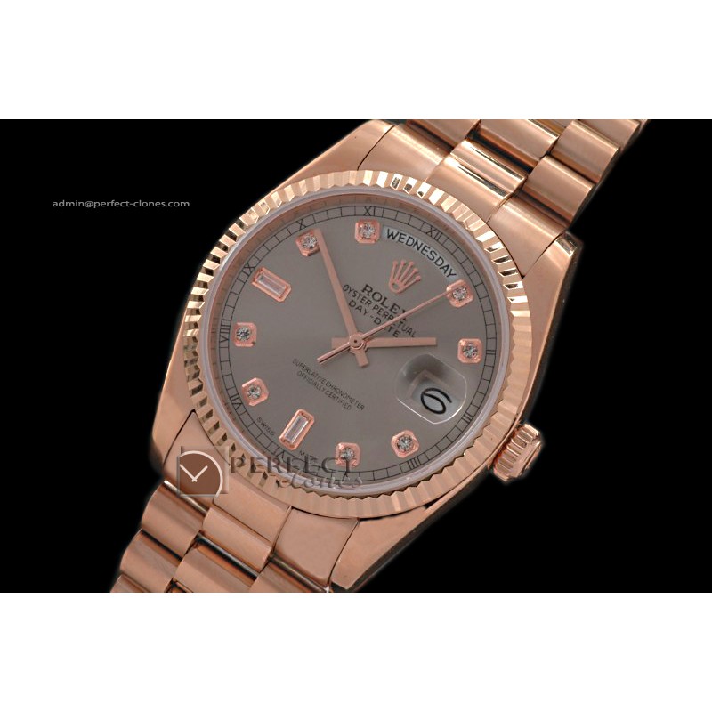 RLDDR10006 RG President Grey Dial Diamond Markers Swiss Eta 2836