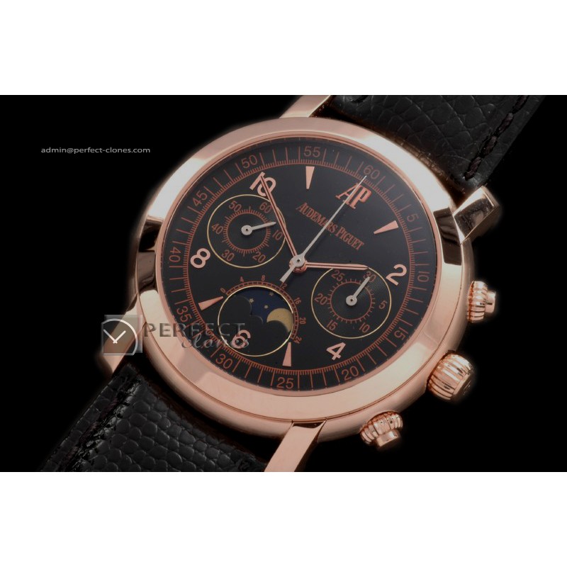 AP10012 Jules Audemars Moon Phase Chrono RG Black Manual Chronos