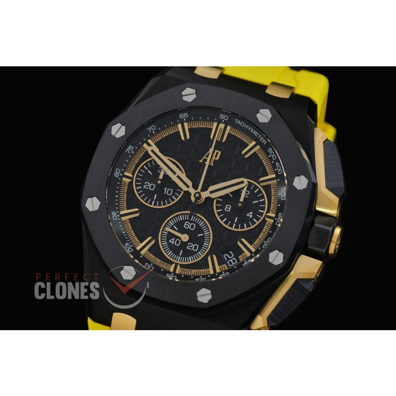 0 0 0 0 0 0 AP26420-033A DDF Royal Oak Offshore Chronograph DLC/CER/RU Black/Gold Asian Clone Calibre 4401 