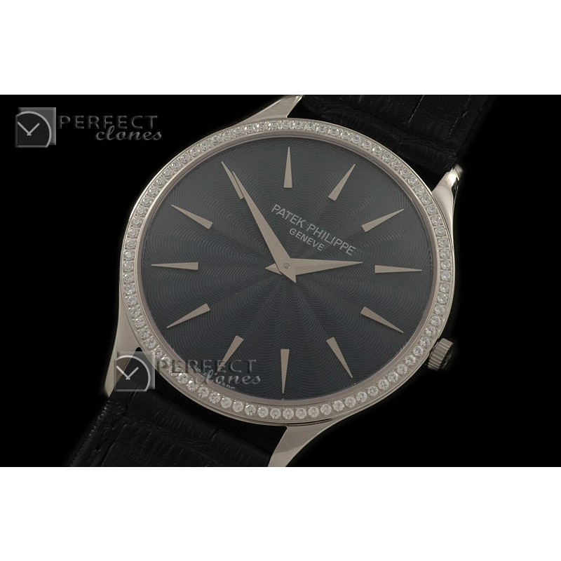 PP02013 Calastrava 5127 Diamonds SS/LE Black Swiss Quartz