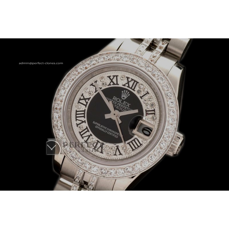 RDJLS01085 SS Jub Diam Bez /Diam Blk Centre Roman Dial Eta 2671