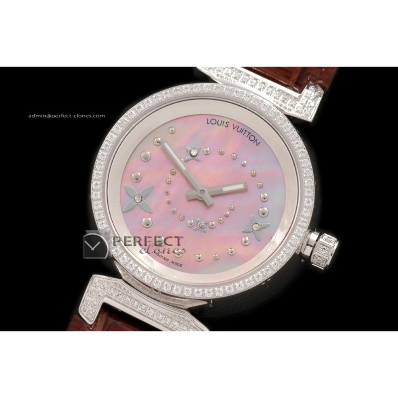 LV01002 Ladies Tambour 18 Chamallow SS MOP Pink c/w boxset