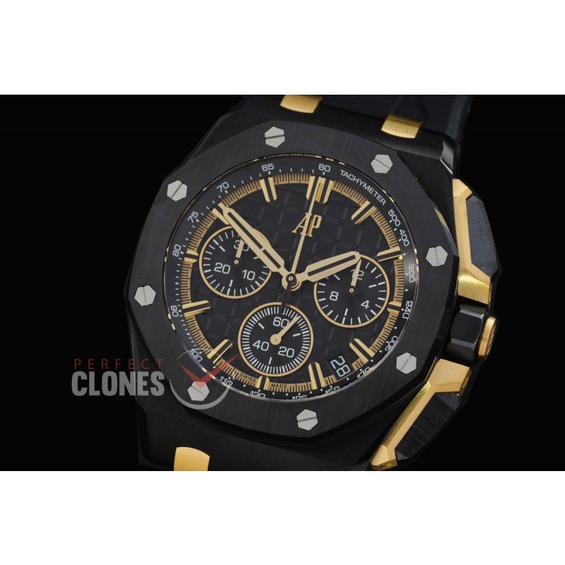 0 0 0 0 0 0 AP26420-033 DDF Royal Oak Offshore Chronograph DLC/CER/RU Black/Gold Asian Clone Calibre 4401 
