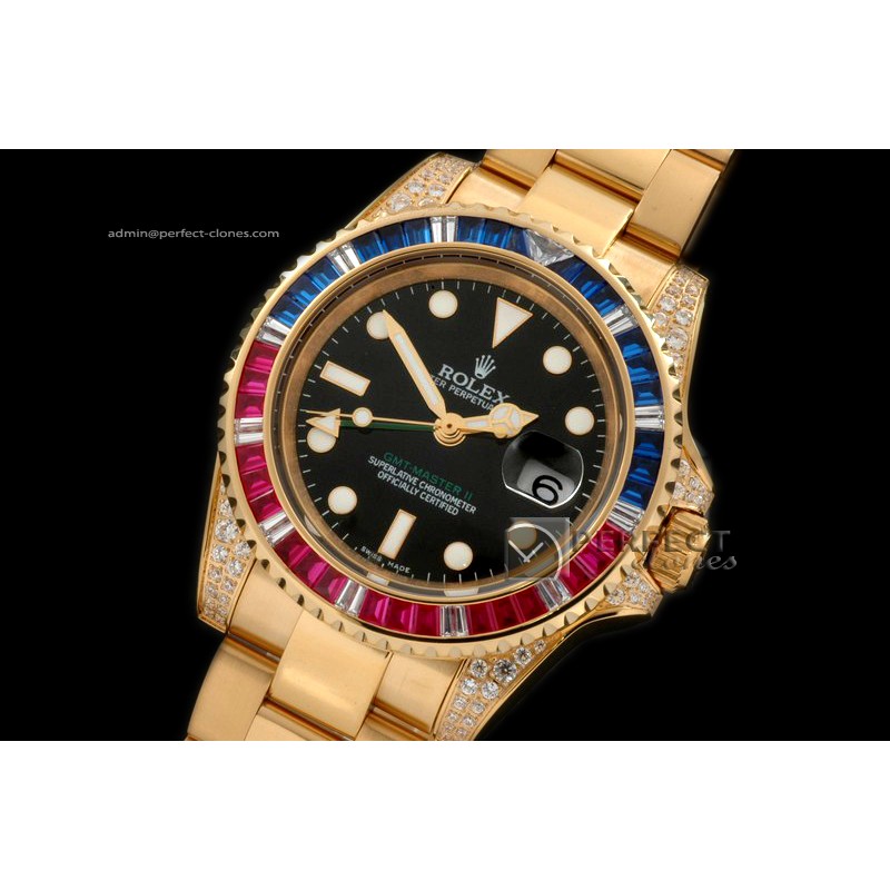 RLGF01013 FG/Diam Anni GMT SS Black Swiss Eta 2836 GMT Hand Ind