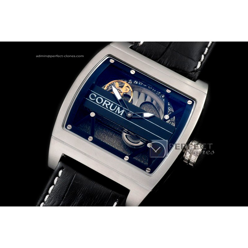 COTB10002 Ti-Bridge SS/LE Black Skeleton Asian Auto 2813 Skeleto