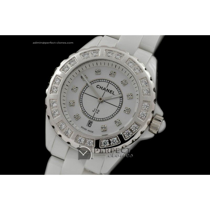 CHA01013 J12 White Ceramic Men Diamonds Japanese Quartz Boxset