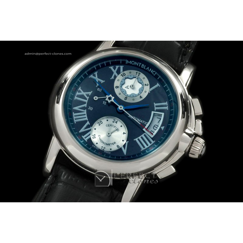 MB10017 Star Chrono GMT SS Black Quartz Working Chronos