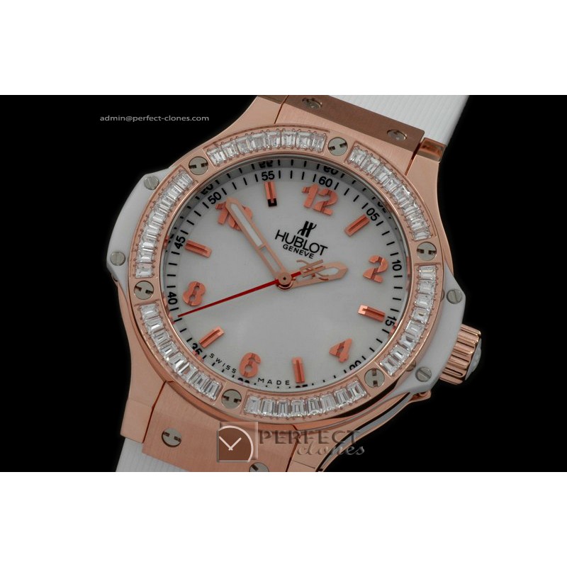 HB38-01056 Big Bang 38mm RG/Sq Diam/Ru Aspen White Swiss Quartz