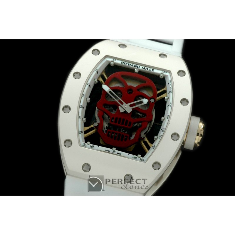 RM052-134 Skull Tourbillon CER/RG/RU Red Asian 21J Decorated