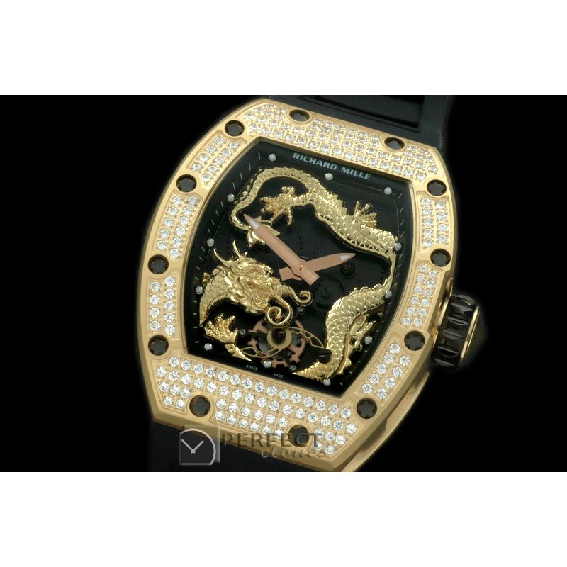 RM057-101D Dragon Tourbillon YG/RU Black/Gold Asian 21J Deco