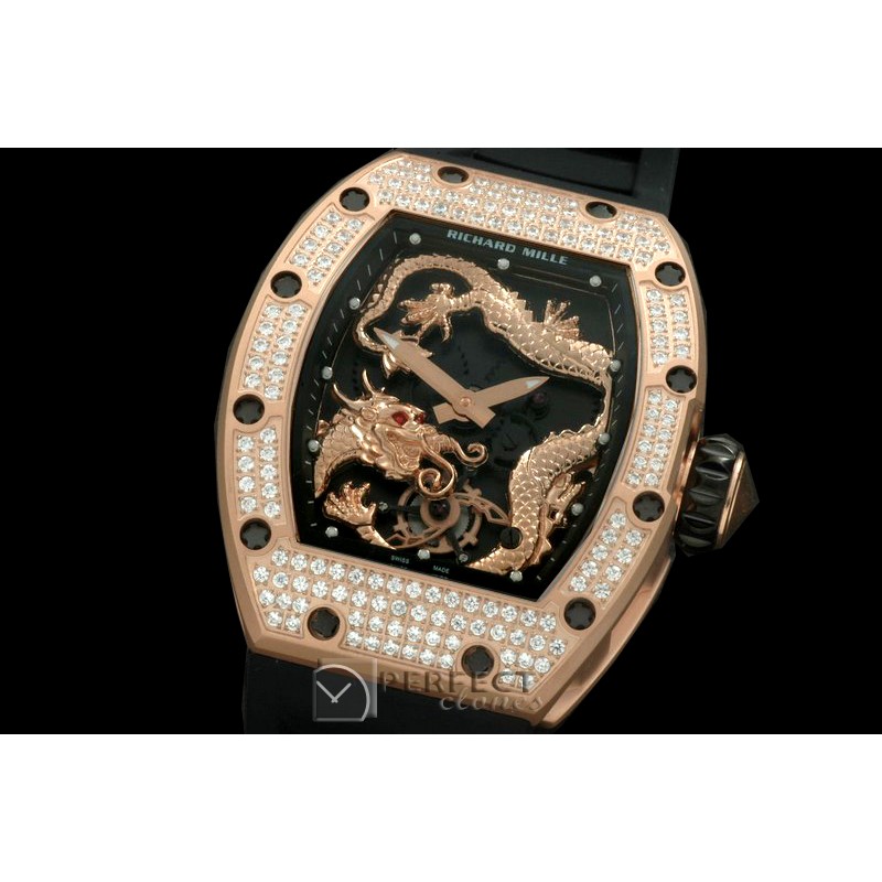 RM057-106D Dragon Tourbillon RG/RU Black/Gold Asian 21J Deco