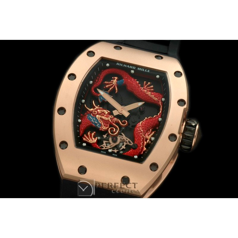 RM057-108 Dragon Tourbillon RG/RU Black/Red Asian 21J Decora