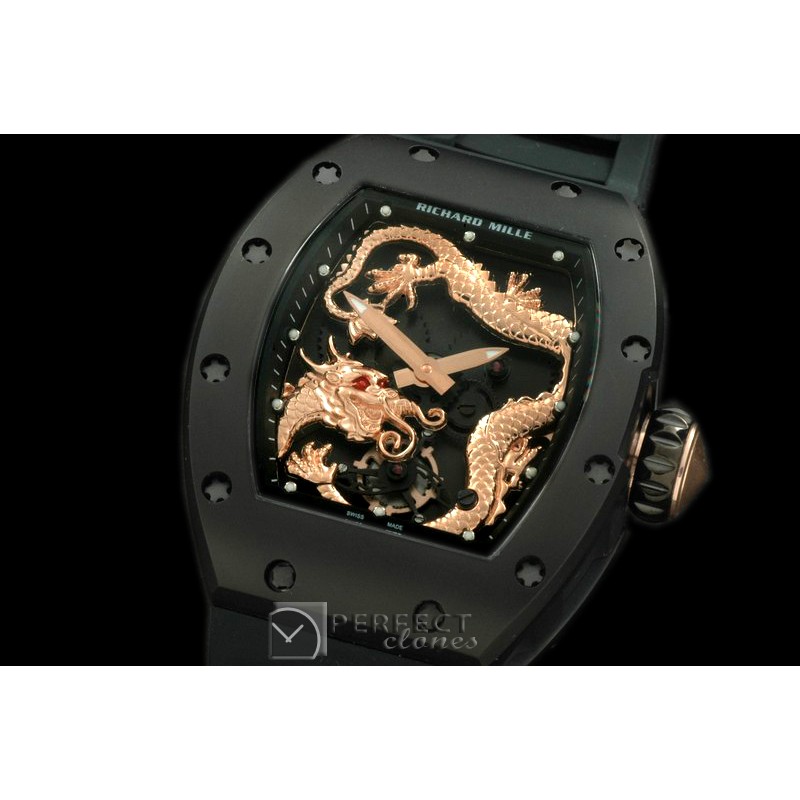 RM057-116 Dragon Tourbillon PVD/RU Black/Gold Asian 21J Deco