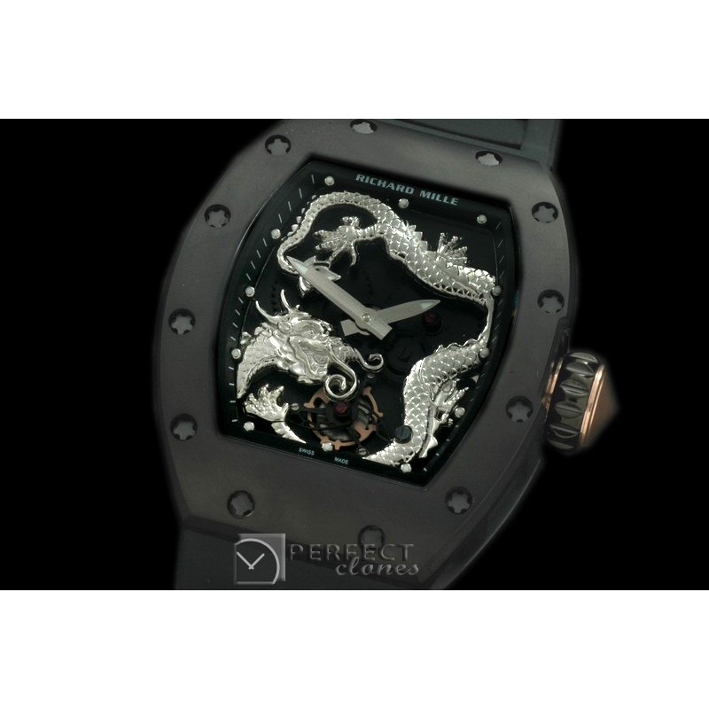 RM057-119 Dragon Tourbillon PVD/RU Black/Plat Asian 21J Deco