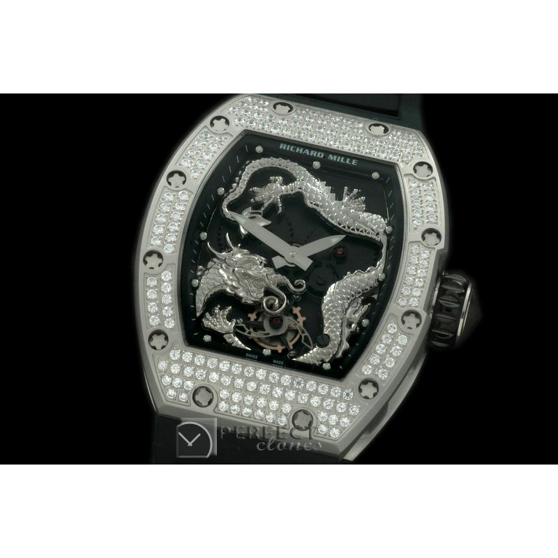 RM057-114D Dragon Tourbillon SS/RU Black/Plat Asian 21J Deco