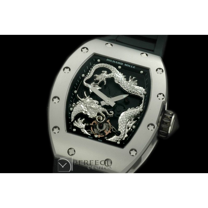 RM057-114 Dragon Tourbillon SS/RU Black/Plat Asian 21J Decor