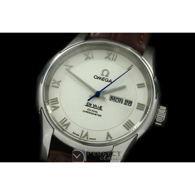 OMDE10061L Deville Co Axial Day/Date SS/LE White Asian 2836