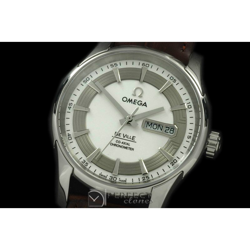 OMDE10066L Deville Co Axial Day/Date SS/LE White Asian 2836