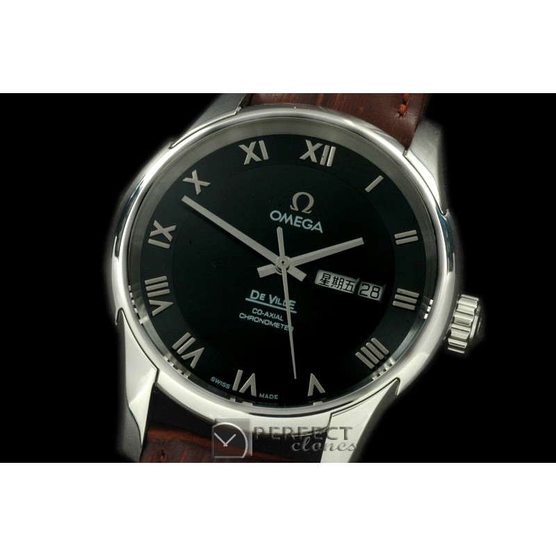 OMDE10062L Deville Co Axial Day/Date SS/LE Black Asian 2836