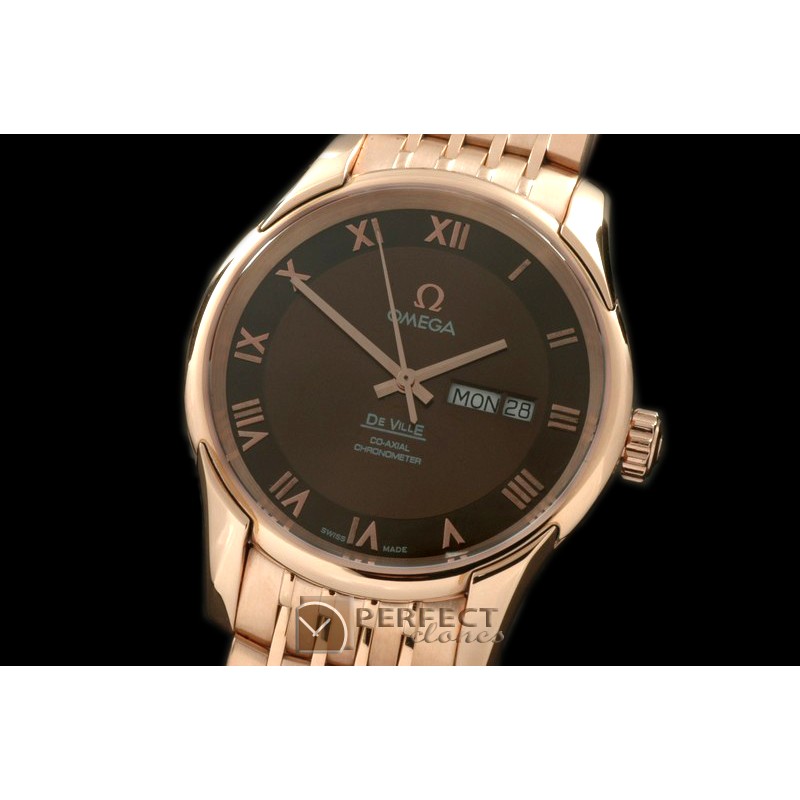OMDE10073 Deville Co Axial Day/Date RG/RG Brown Asian 2836