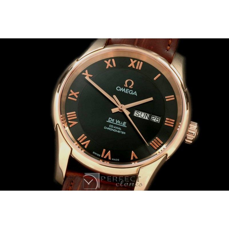 OMDE10072L Deville Co Axial Day/Date RG/LE Black Asian 2836