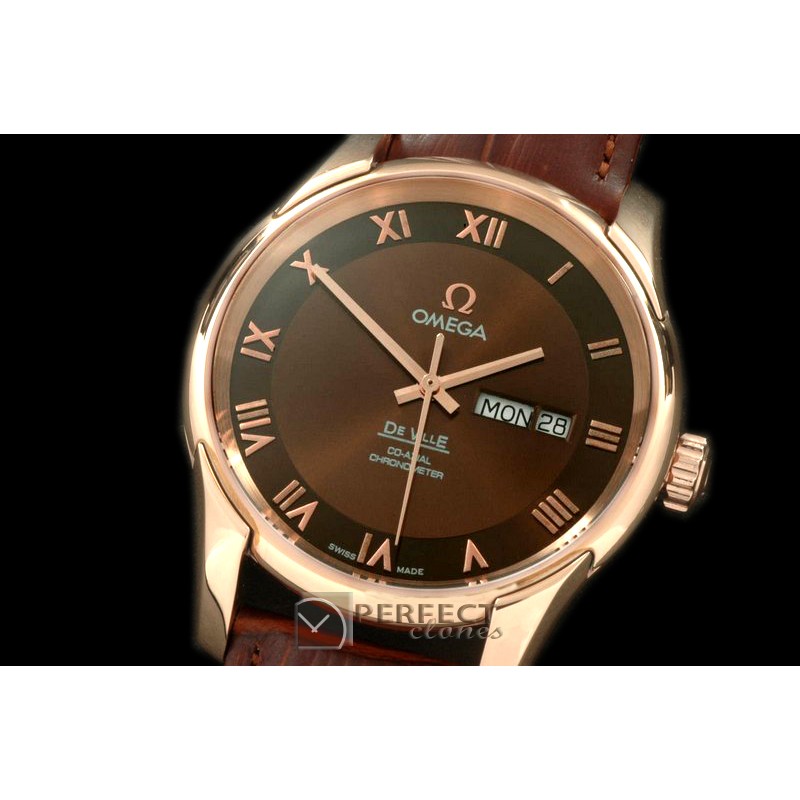 OMDE10073L Deville Co Axial Day/Date RG/LE Brown Asian 2836