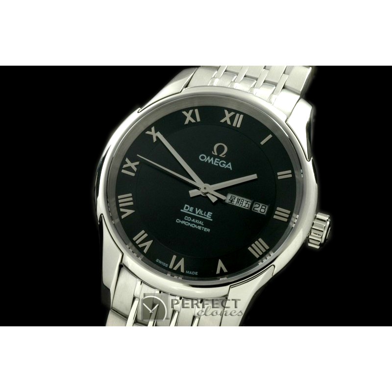 OMDE10062 Deville Co Axial Day/Date SS/SS Black Asian 2836