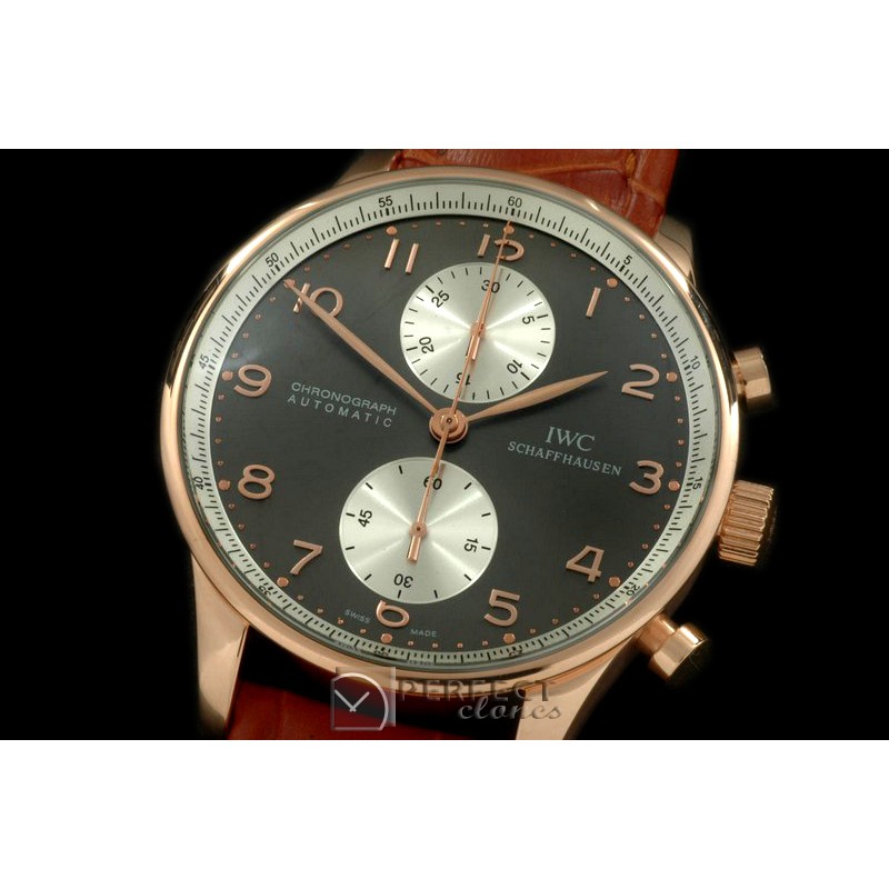 IWPG10014 Portuguese Chrono RG/LE Grey A-7750 New Improved
