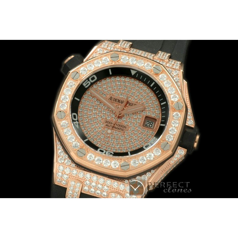 AP00019 Royal Oak Diver Bling RG/Diam/RU Black A-2824