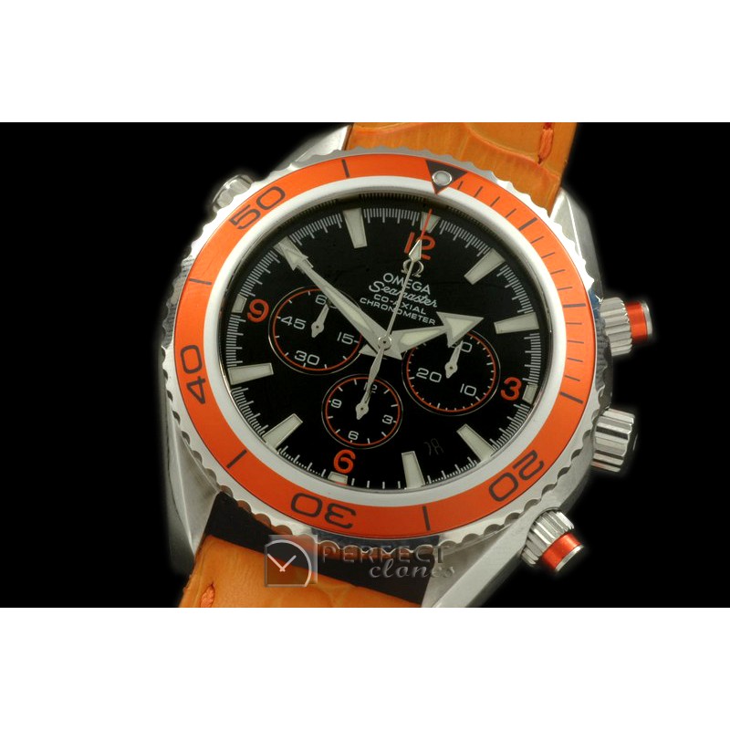 OMSE01024L Planet Ocean 45.5 Chrono SS/LE Black/Org 7750