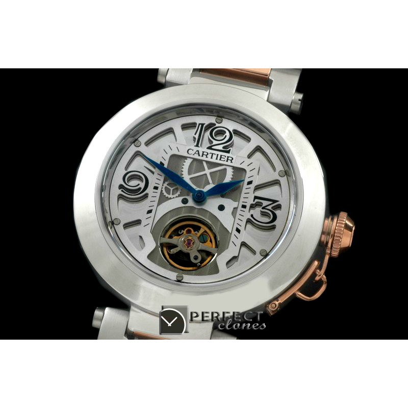CARPS00111 Pasha Tourbillon 42mm SS/RG White Miyota 9015