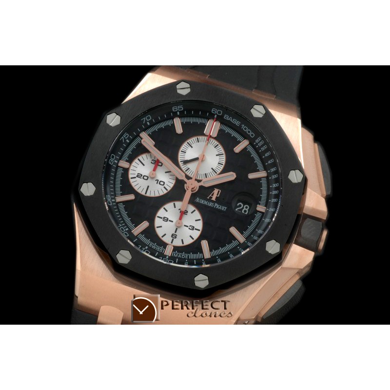 AAP00122 2011 Royal Oak Chronograph RG/LE Black A-3126 Sec@12