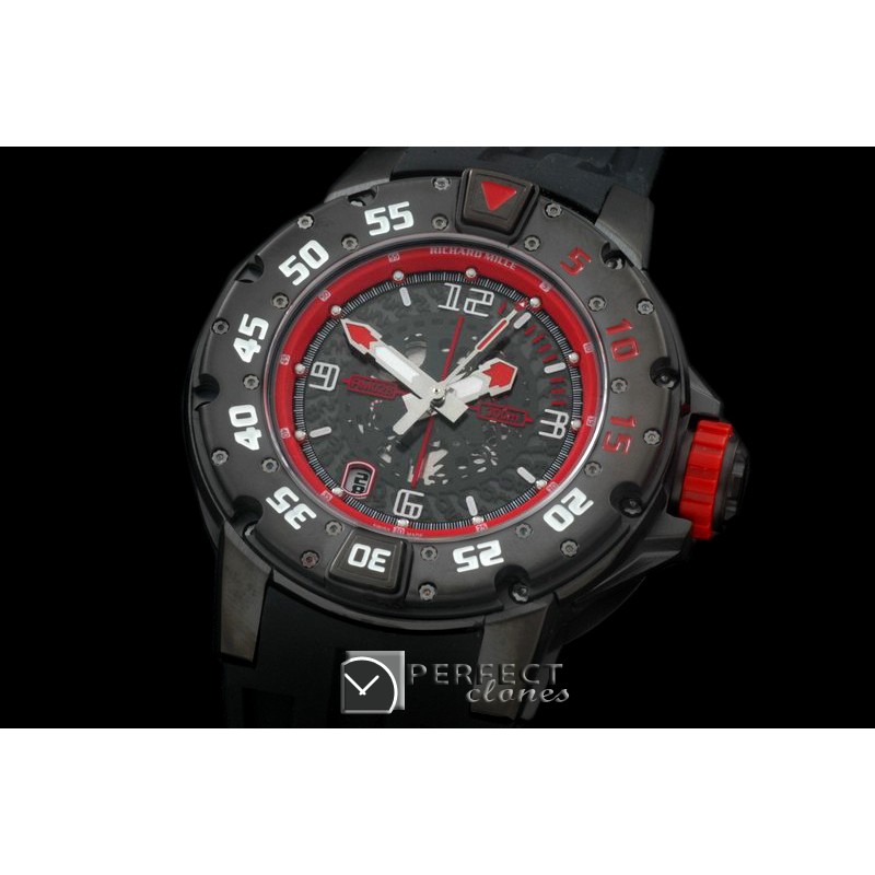 RM028-125 PVD Black/RU Black/Red Asian 7751 Decorated