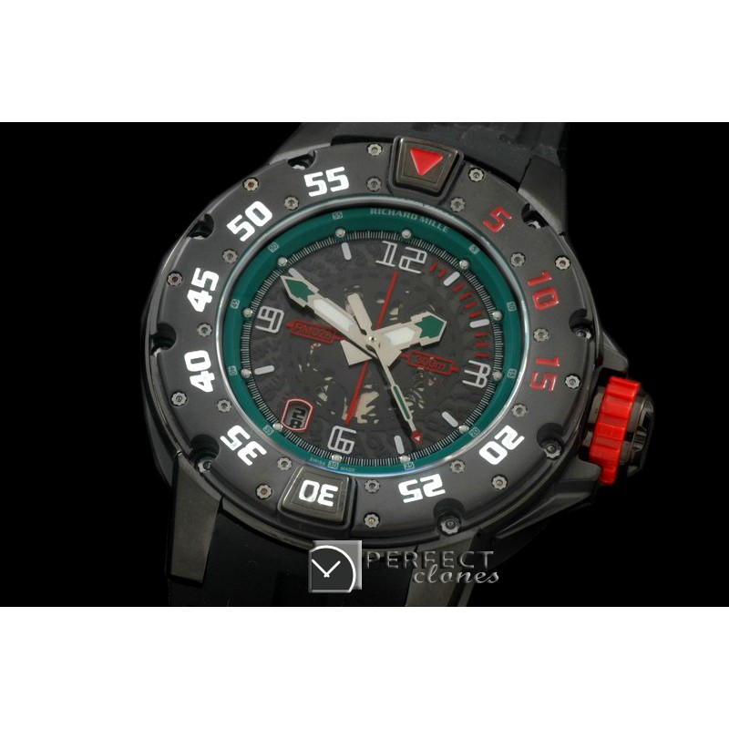 RM028-126 PVD Black/RU Black/Green Asian 7751 Decorated